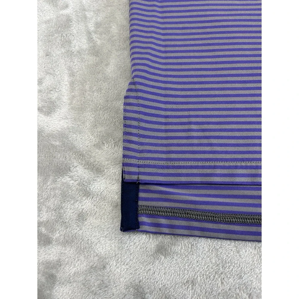 Ralph Lauren RLX Polo Men Medium Purple Striped 1/4 Button Performance Side Slit